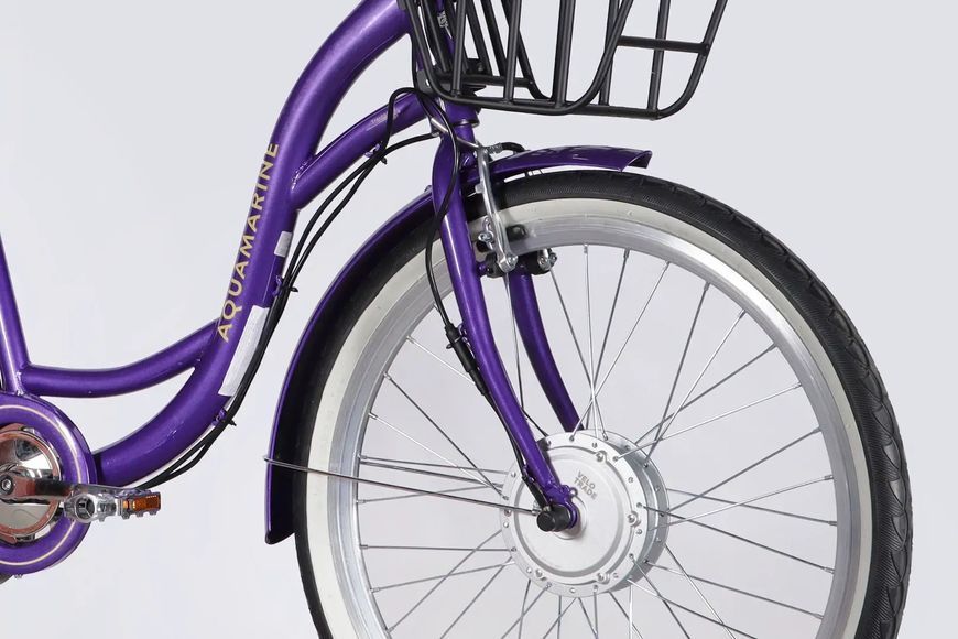 Велосипед з електроприводом 26" ST Dorozhnik eAQUAMARINE BH рама-17" 36B 13А*г 500Вт фіолетовий з кошиком 2026 ELB-D-26-295 фото