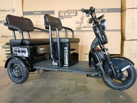 Трицикл Corso &laquo;RAW&raquo; RW-411587, двигун 1200W, акумулятор 72V 23Ah графеновий, чорний + 1 ящик. акум, колеса 10" 148-302 фото