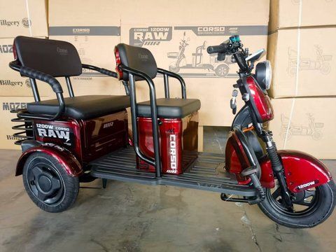Трицикл Corso &laquo;RAW&raquo; RW-756698, двигун 1200W, акумулятор 72V 23Ah графеновий, червоний + 1 ящик. акум, колеса 10" 148-303 фото