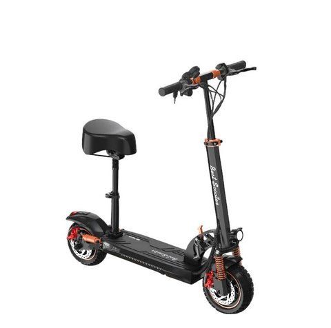Електросамокат Best Scooter MS-30819 двигун 800W, акумулятор літієвий 48V 15Ah з сидінням, складний, колеса 10, чорно-помаранчевий 105-035 фото