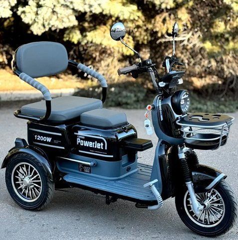 Трицикл Corso &laquo;POWER JET&raquo; JT-712387, двигун 1200W, акумулятор 72V 23Ah графеновий, чорний + 1 ящик. акум, колеса 10" 148-327 фото