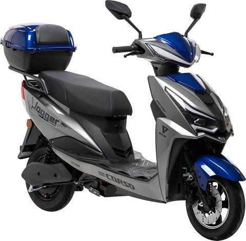 Електроскутер Corso &laquo;JOGGER&raquo; JR-316044, двигун 1500W, акумулятор 72V 25Ah свинцево-кислотний, сіро-синій, колеса 10" + 1 ящик. акум 103-157 фото