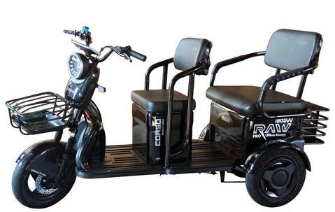 Трицикл Corso &laquo;RAW PRO&raquo; RL-491976, двигун 1200W, акумулятор 72V 24Ah літій-залізно-фосфатний, чорний + 1 ящик. акум, колеса 10" 148-355 фото