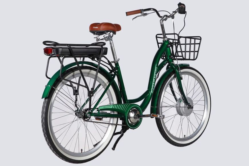 Велосипед з електроприводом 26" ST Dorozhnik eAQUAMARINE BH рама-17" 36B 13А*г 500Вт зелений YS 902 з кошиком 2026 ELB-D-26-317 фото