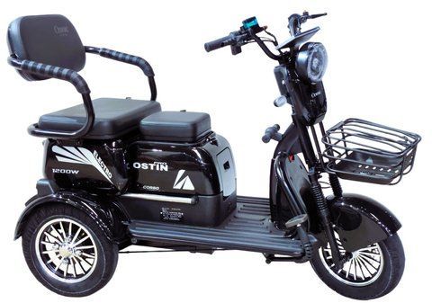 Трицикл Corso &laquo;OSTIN PRO&raquo; SN-470190, двигун 1200W, акумулятор 72V 28Ah графеновий, чорний + 1 ящик. акум, колеса 10" 148-361 фото